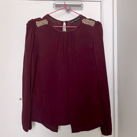 Zara blouse size small. Burgundy - Picture 1 of 5